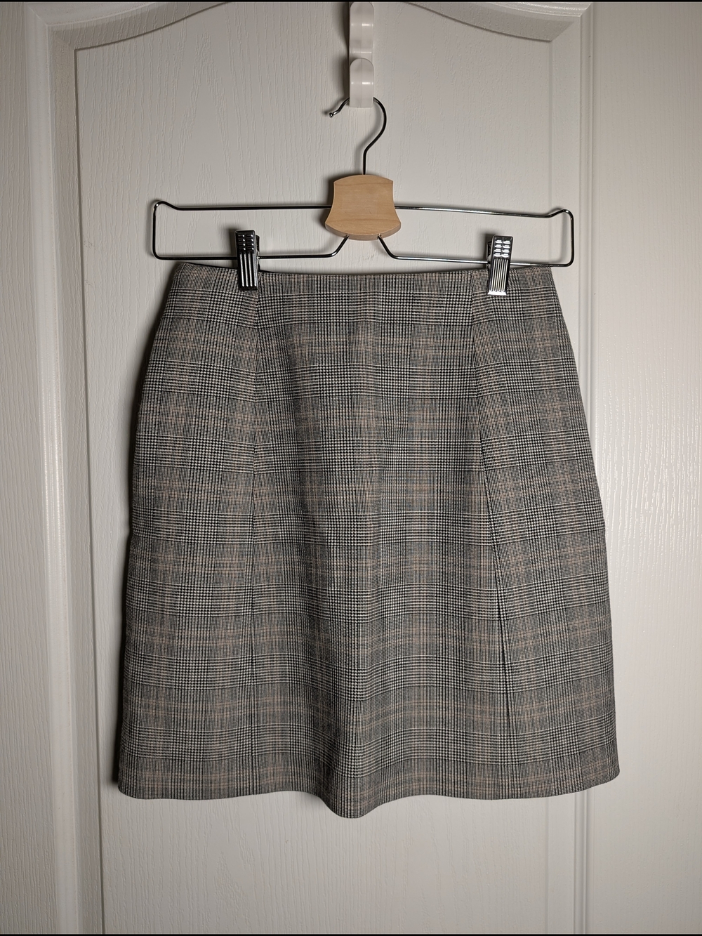 Aritzia Plaid A-Line Skirt in Gray and Tan - Picture 3 of 11